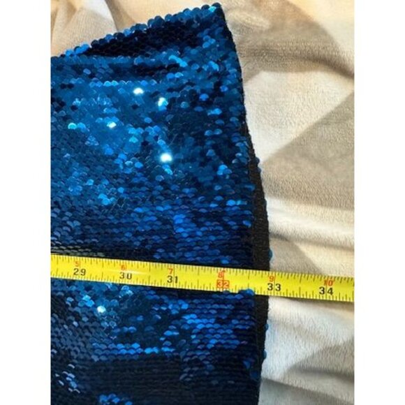 Zara Mini Dress Sz M Blue Blogger Favorite Sequined Glam Party Cocktail Sparkle - Picture 5 of 7